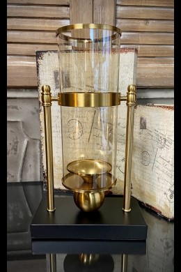   8"W x 13"H DIANA BLACK/GOLD CANDLE HOLDER [201665] SHIP PALLET ONLY